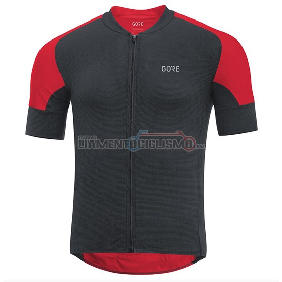 Abbigliamento Ciclismo Gore C7 Cc Manica Corta 2018 Nero e Rosso
